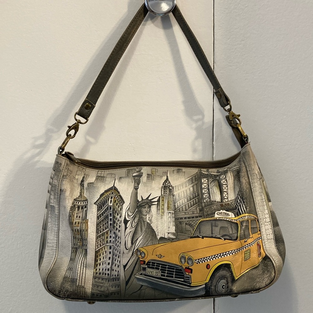 Anuschka hand-painted leather bag - NYC scenes